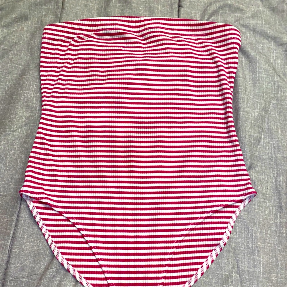 Forever 21 Striped Strapless Bodysuit